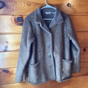 Tan L.L. Bean Sherpa coat, womens size small petite